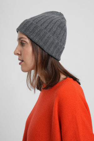 Benata Cashmere Beanie - dark grey