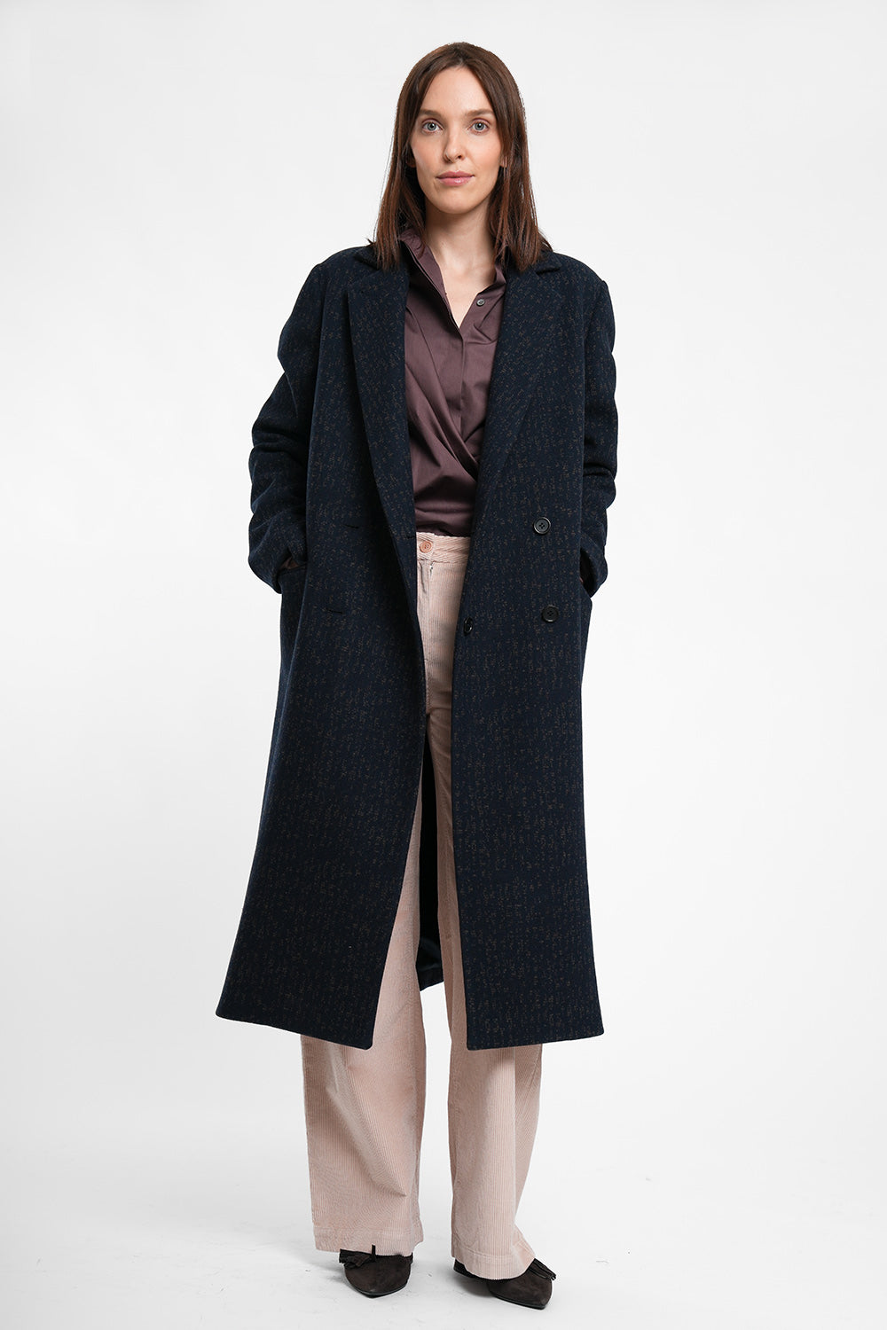 Olivin Wool Coat - navybrown