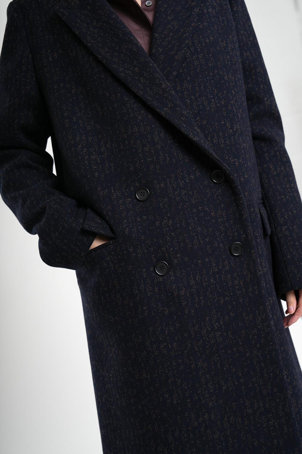 Olivin Wool Coat - navybrown