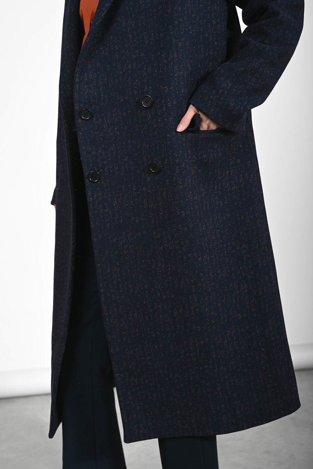 Olivin Wool Coat - navybrown