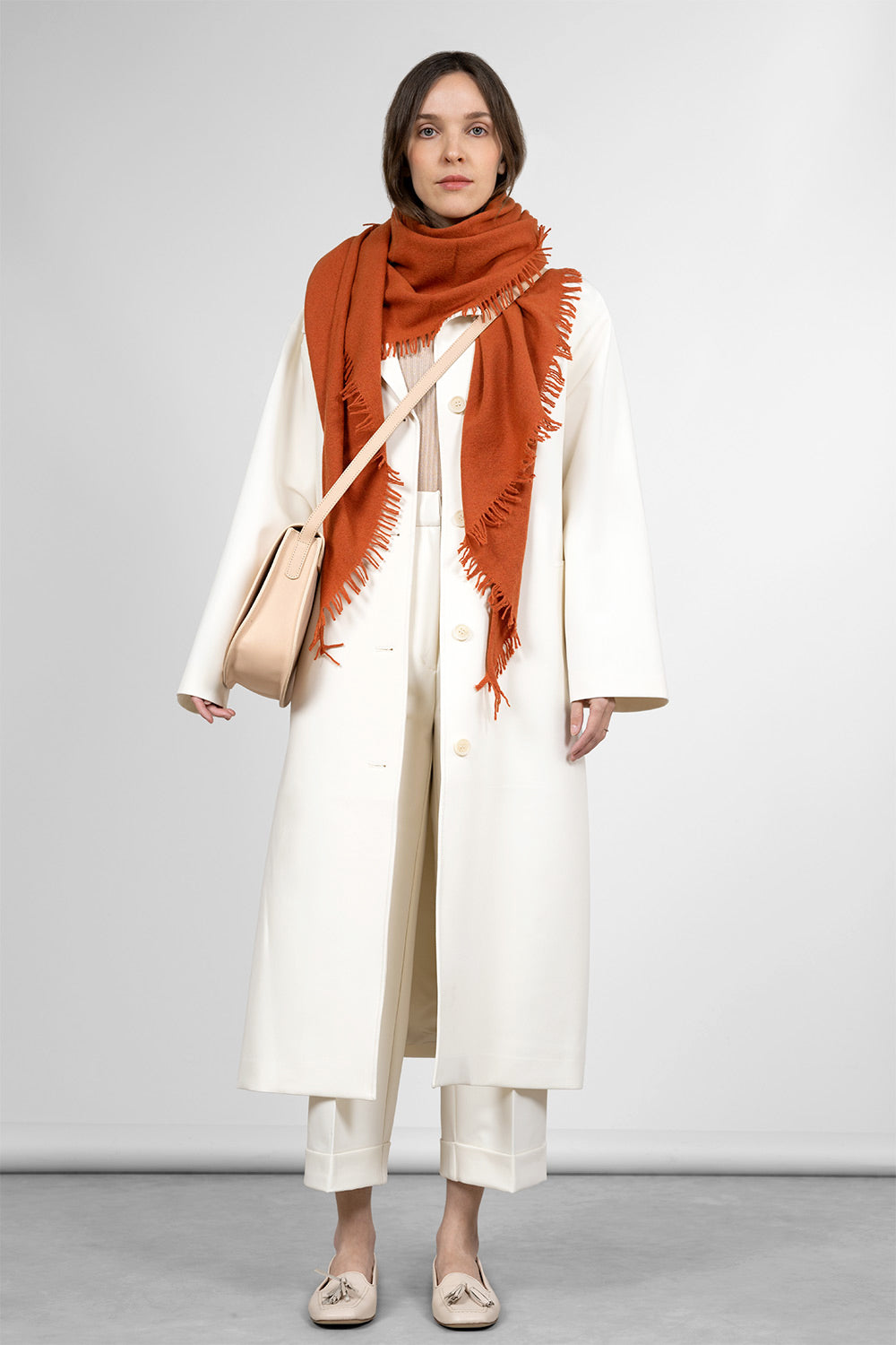 Sandro coat with on sale fringed scarf collar